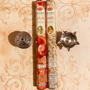 Meditation Hem Incense Gulab and Jasmine Incense Holder Diya in Stainless Steel